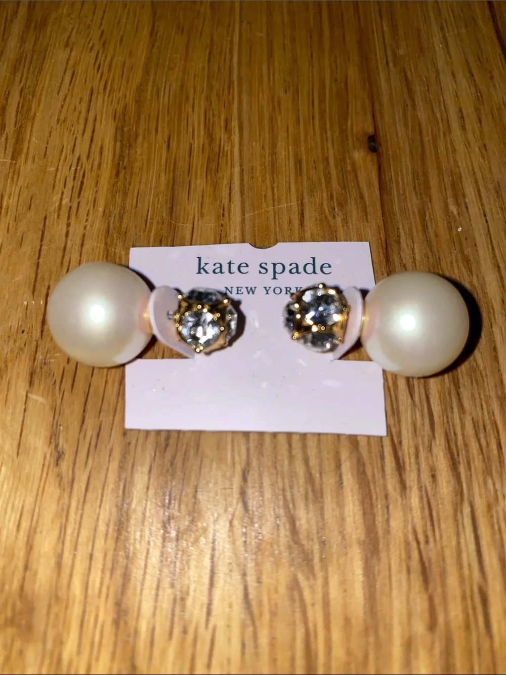 kate spade Faux Pearl and Crystal Double-Sided Stud Earrings in Cream and Gold